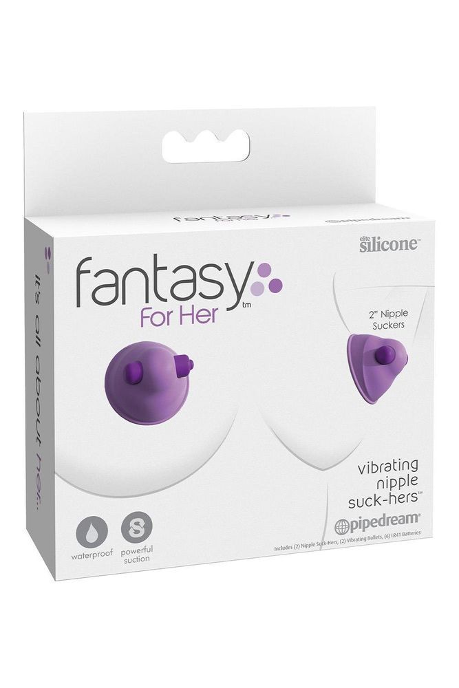 Помпы для сосков с вибрацией Pipedream Fantasy For Her из силикона, фиолетовые