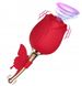 Вакуумный стимулятор клитора с вибрацией в виде розы Rose Flirting, красный