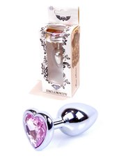 Анальная пробка с камнем Plug-Jewellery Silver Heart PLUG- Rose
