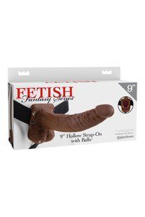 Порожнистий коричневий фалоімітатор-страпон Pipedream Fetish Fantasy Series на чорних трусиках