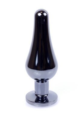 Анальна пробка з полірованого алюмінію з каменем Plug-Jewellery Dark Silver BUTT PLUG-Dark Blue