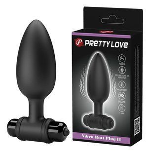 Анальний вібратор пробка PRETTY LOVE чорний, 11.8 х 3.8 см