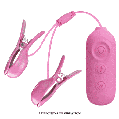 Віброзатискачі для сосків Pretty Love Nipple Clip з електростимуляцією, рожеві