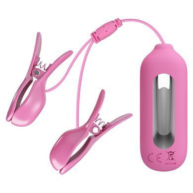 Віброзатискачі для сосків Pretty Love Nipple Clip з електростимуляцією, рожеві