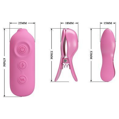 Віброзатискачі для сосків Pretty Love Nipple Clip з електростимуляцією, рожеві