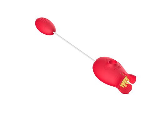 Вибратор вагинально клиторальный с вакуумной стимуляцией и вибро Flower Love egg, красный