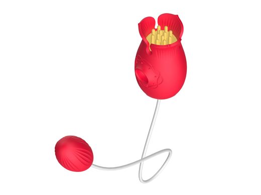 Вібратор вагінально кліторальний з вакуумною стимуляцією та вібро Flower Love egg, червоний