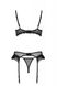 Полупрозрачный комплект белья с кружевом и открытой грудью Kerria Passion, черный, S/M