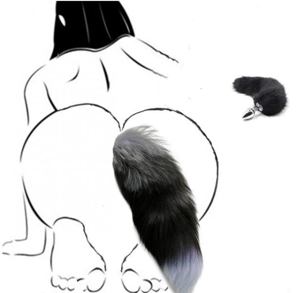 F61280 Анальная пробка с хвостом Енот, Raccoon Tail M
