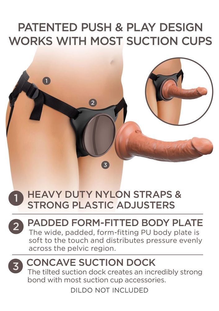 Кріплення для страпону вакуумне Pipedream King Cock Elite Body Dock на ременях, коричневе з чорним