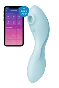 Двойной смарт вибратор с вакуумной стимуляцией Satisfyer Curvy Trinity 5 + голубой