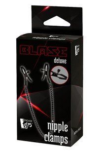 Затискачі для сосків Dream Toys Blaze Deluxe Nipple Clamps на чорному ланцюжку