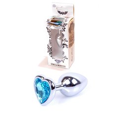 Анальная пробка Plug-Jewellery Silver Heart PLUG- Light Blue