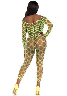Комплект топ и леггинсы Leg Avenue Never Say Never в крупную сеточку, салатовый, One Size