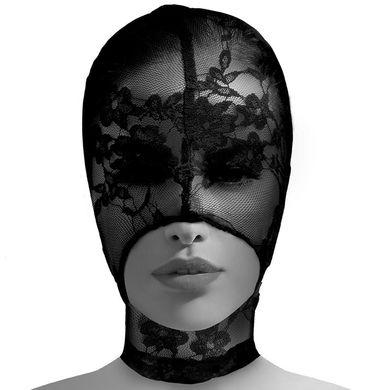 Кружевная маска на голову Master Series с открытым ртом, черная
