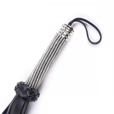 Флоггер экокожа, ручка со стразами, черный, 46 см