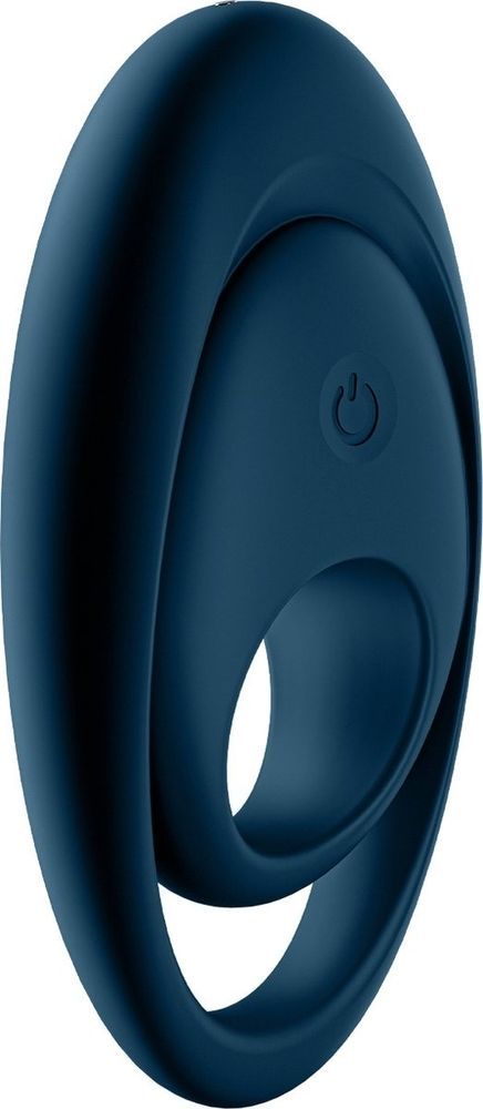 Вибрирующее кольцо для пениса Satisfyer Glorious Duo со стимуляцией яичек и клитора, синее