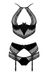 Комплект білизни з ажурними вставками та поясом для панчох SCARLET SET black S/M - Passion