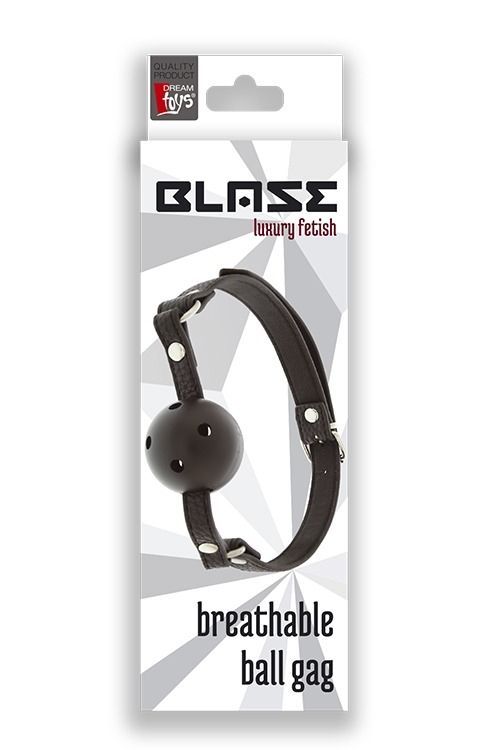 Кляп пластиковый с отверстиями Dream Toys BLAZE и ремешком из кожзаменителя, черный