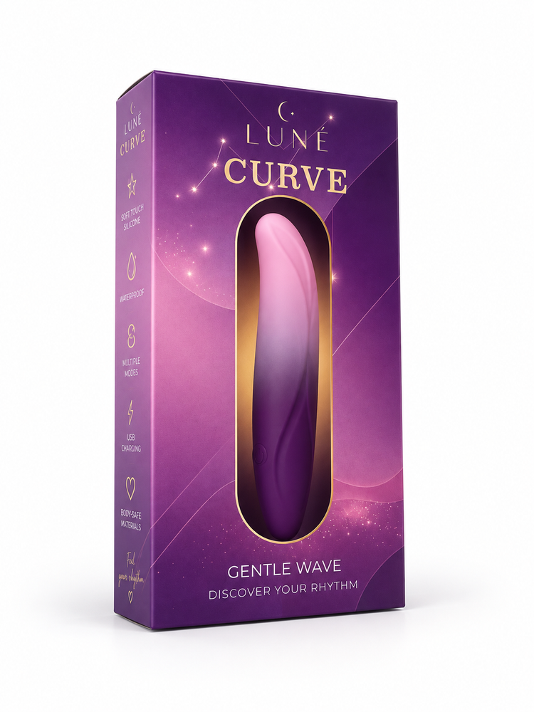 Вибропуля с изогнутым кончиком и 10 режимами вибрации CURVE LUNE, фиолетово-розовый градиент