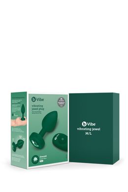 Анальная пробка с вибрацией и пультом B-Vibe - Vibrating Jewel Plug M/L Emerald
