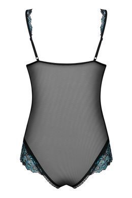 Боді в сіточку Obsessive AMANTA з бірюзовою вишивкою, L/XL