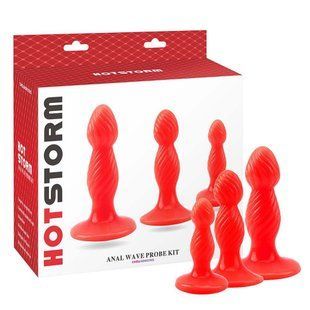 Набір анальних пробок Chisa&nbsp;HotStorm&nbsp;ANAL&nbsp;WAVE&nbsp;PROBE&nbsp;KIT, червоний
