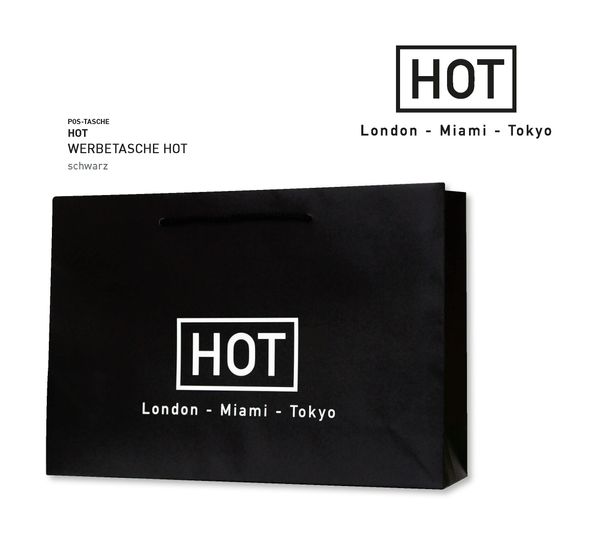 Пакет упаковочный черный с логотипом HOT с ручками размер 24 см*35 см