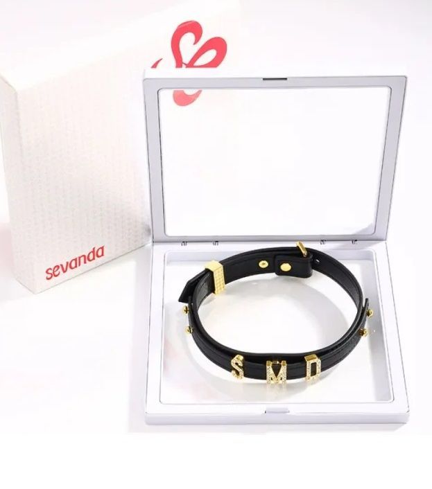 Ошейник с надписью SMD, кожа Lockink