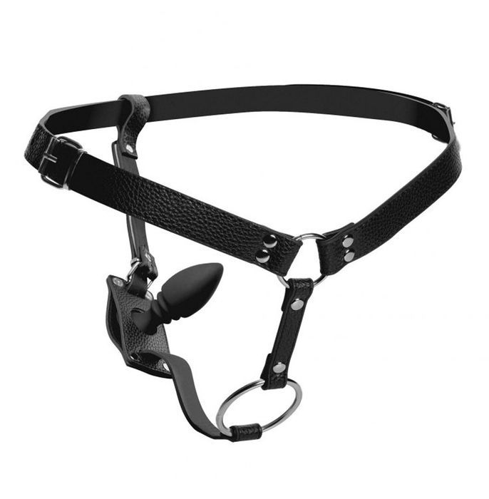 Портупея труси з кільцем на член Harness With Cock Ring And Anal Plug та анальною пробкою