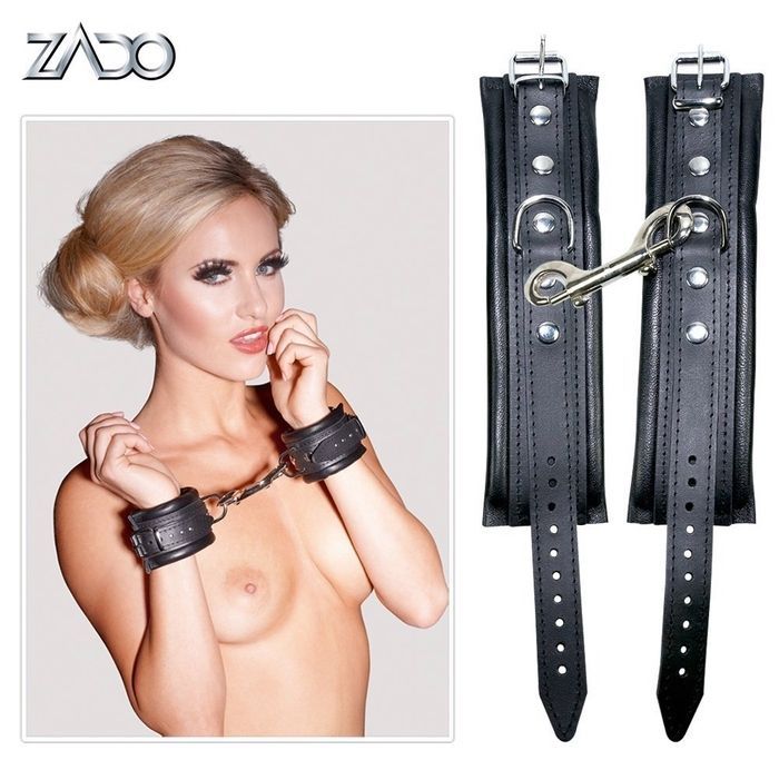 Наручники кожаные Zado FETISH с металлическими застежками, черные