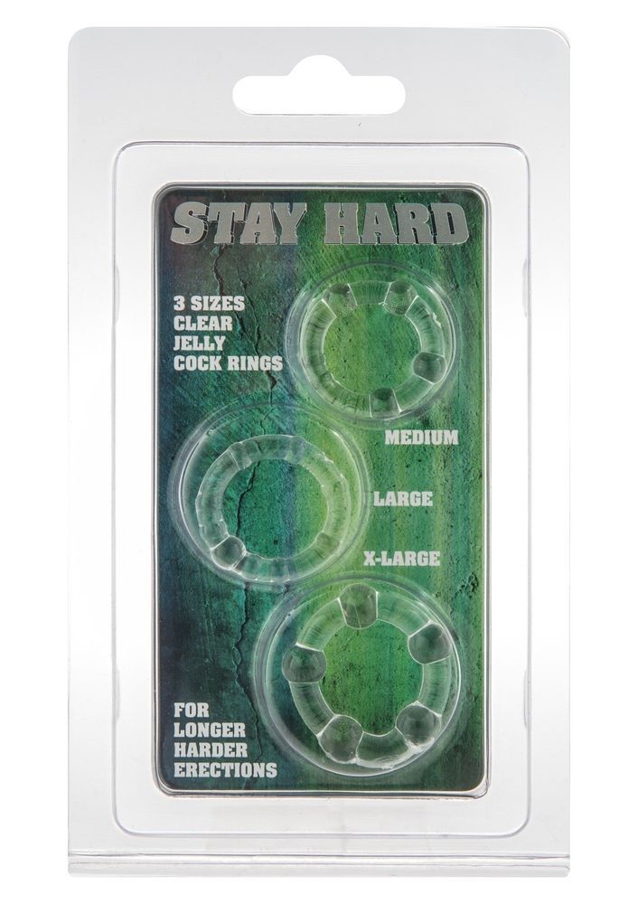 Набір із 3 ерекційних кілець із рельєфом Seven Creations Stay Hard, прозорі