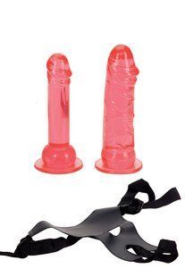 Страпон CROTCHLESS STRAP-ON 2 DONGS, HOT PINK