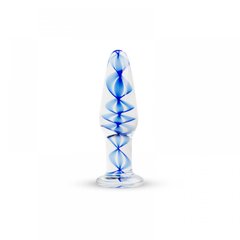 Пробка скло блакитна спіраль Gildo Glass buttplug No. 23, Прозрачный