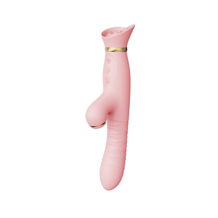 Вібратор з ротацією і вакуумною стимуляцією ZALO ROSE Rabbit PINK