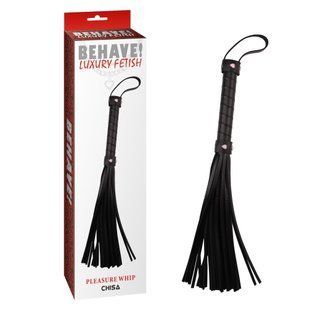 Плетка&nbsp;с плетеной ручкой Chisa Behave&nbsp;Luxury&nbsp;Fetish,&nbsp;черная