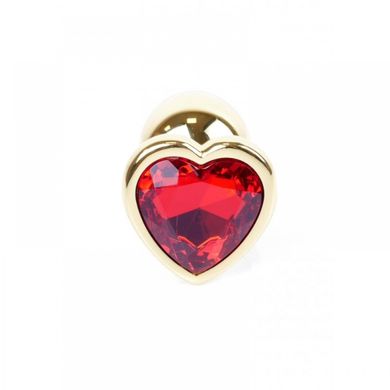 Анальная пробка с камнем Plug-Jewellery Gold Heart PLUG- Red размер S