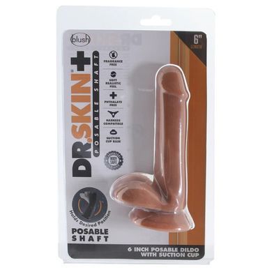 Фалоімітатор реалістичний Blush Dr. Skin Plus Posable на присосці, коричневий