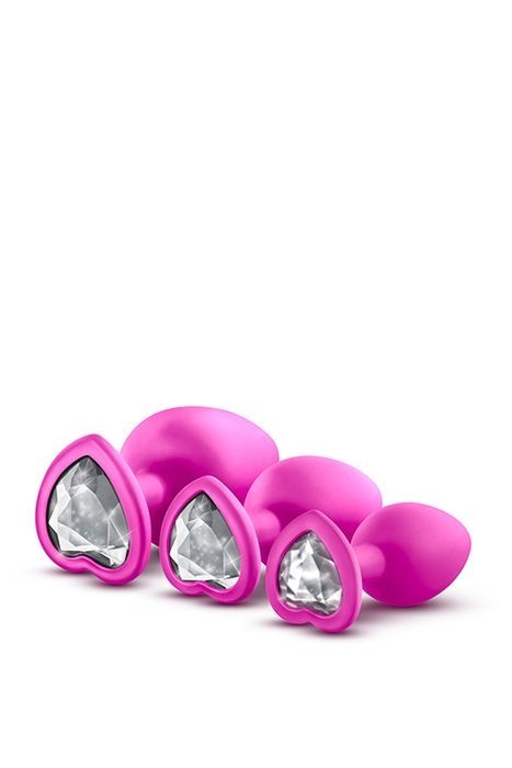 Набір анальних пробок із камінням Blush Bling Plugs Training Kit, рожевий