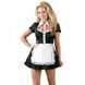 Костюм горничной Cottelli Collection Waitress Set с воротником и кружевным фартухом, черно-белый, S
