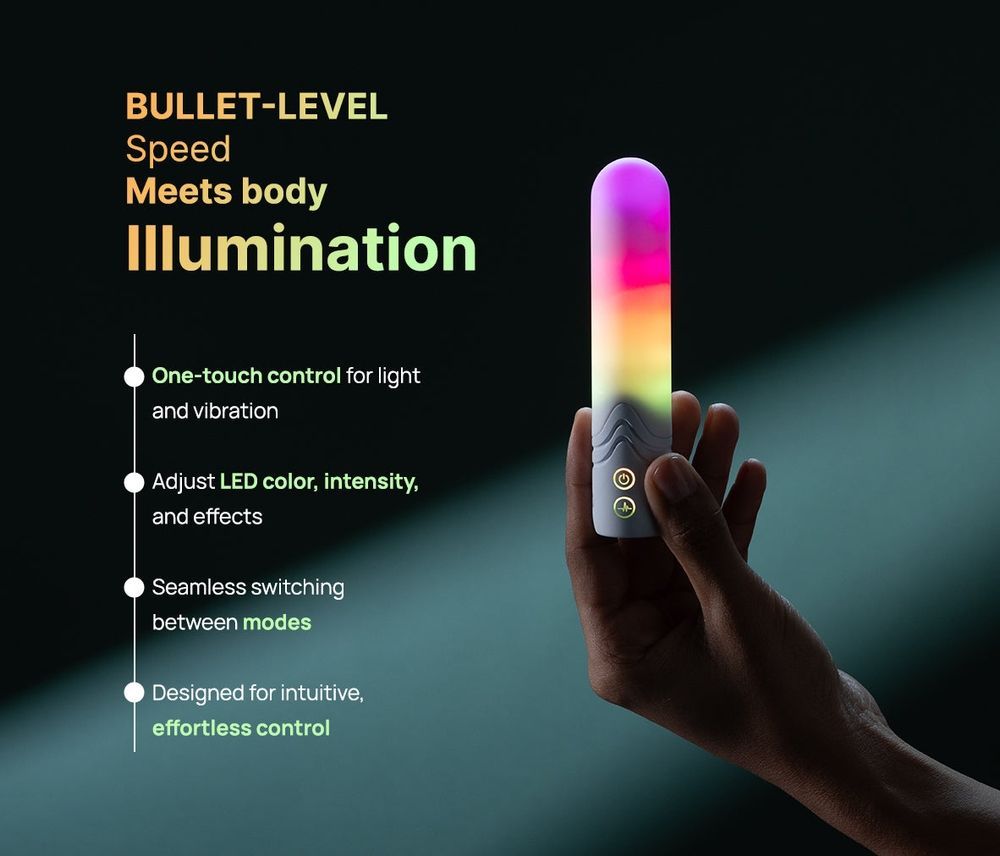 Вибропуля с RGB-подсветкой и управлением через приложение Illumination The Bullet, белая, 9,7 &times; 2,8