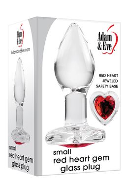 Скляний анальний затор ADAM ET EVE RED HEART GEM GLASS PLUG SMALL