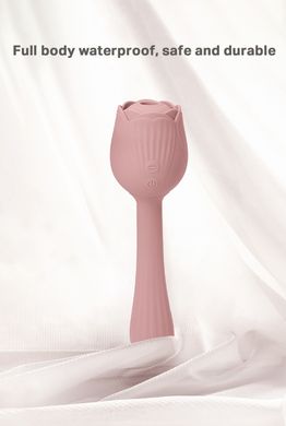 Вибратор в форме тюльпана с вакуумной стимуляцикй Sweet Em Velvet Lure Розовый