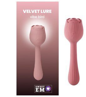 Вибратор в форме тюльпана с вакуумной стимуляцикй Sweet Em Velvet Lure Розовый