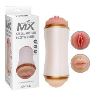 Мастурбатор&nbsp;двусторонний в&nbsp;колбе&nbsp;Chisa Sexual&nbsp;Stroker&nbsp;Pussy&nbsp;&&nbsp;Mouth из киберкожи