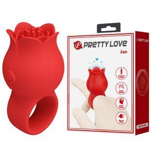 Вибрирующая насадка на палец PRETTY LOVE JAE цветок, красный