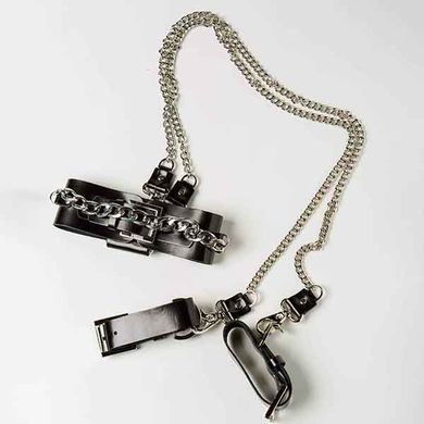 Набор ошейник+наручники Silver With Chain