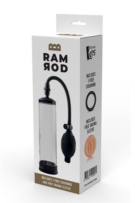 Вакуумна помпа для пеніса Dream Toys Ramrod з ерекційним кільцем та реалістичною насадкою