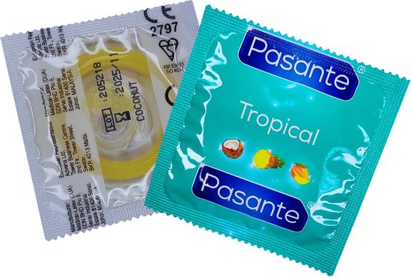 Презервативи зі смаком ананаса, 53мм, Рasante Tropical condoms, за 6 шт.
