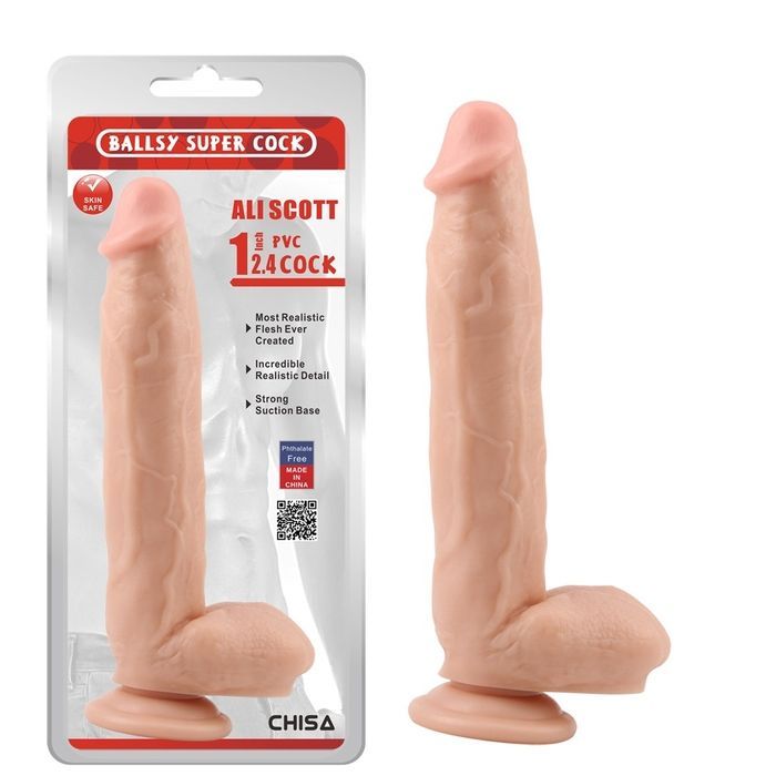 Фаллоимитатор на&nbsp;присоске Chisa&nbsp;Ballsy Super Cock&nbsp;12.4, бежевый